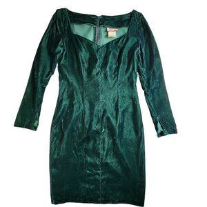 Vintage Contempo Casuals Green Velvet Long Sleeve Dress Size 3